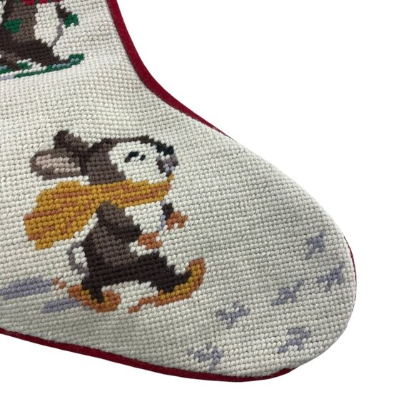 Lands End Christmas Stocking Needlepoint Bunny Rabbit Snowshoe GLAUCIA Monogram - Picture 6 of 9